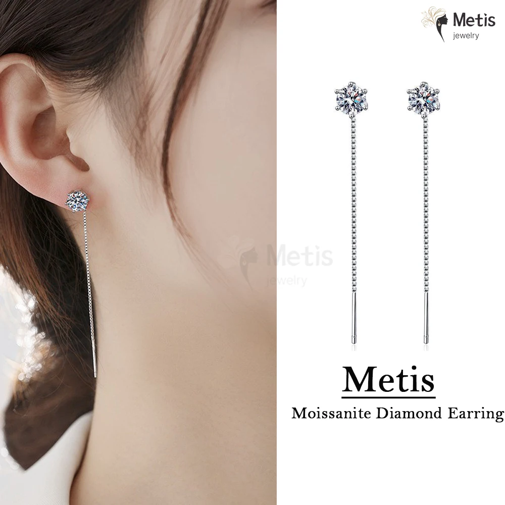Metis D VVS Moissanite Dangle Earring with GRA S925 Sterling Silver Ear Wire Plated 18k White Gold Luxury Earrings for Women
Metis D VVS Moissanite Dangle Earring with GRA S925 Sterling Silver Ear Wire Plated 18k White Gold Luxury Earrings for Women