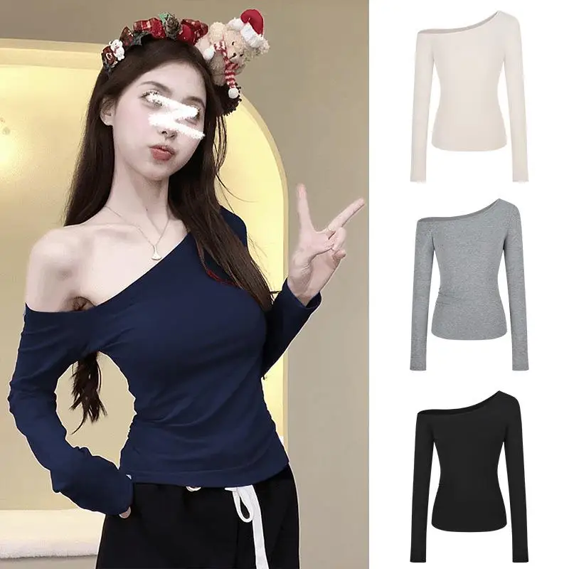 Slim Fit Long Sleeve Shoulder Bared T Shirt Women's Early Autumn Versatile Base Layer Shirt Student Top Pure Desire Hot Girl
Slim Fit Long Sleeve Shoulder Bared T Shirt Women's Early Autumn Versatile Base Layer Shirt Student Top Pure Desire Hot Girl