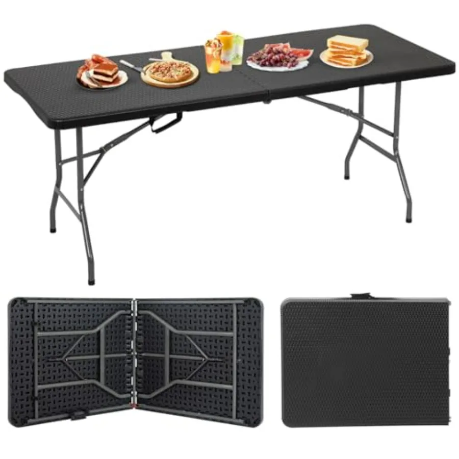 Outdoor folding camping table, plastic, black, portable and height-adjustable for picnics, parties, and camping
Outdoor folding camping table, plastic, black, portable and height-adjustable for picnics, parties, and camping