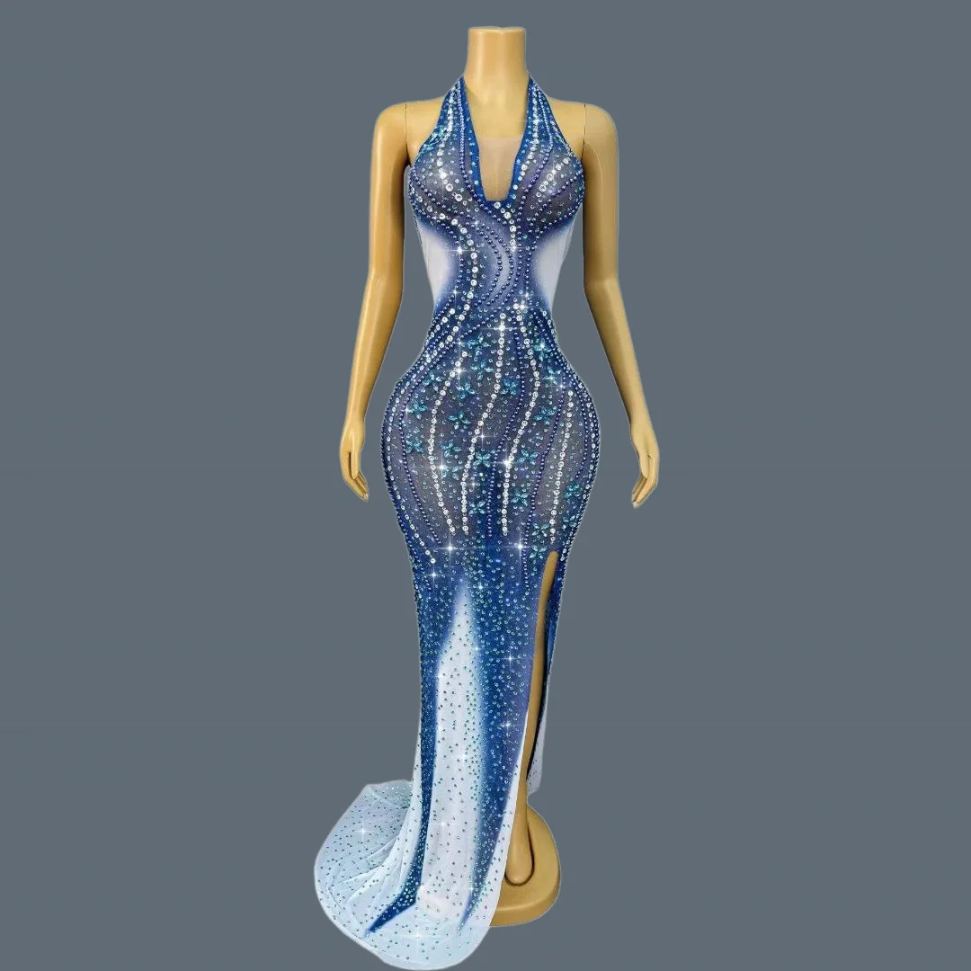 Luxury Sparkly Crystals High Side Slits Long Dress Elegant Party Celebrate Evening Prom Gown Wedding Formal Long Dress Lanbazhua
Luxury Sparkly Crystals High Side Slits Long Dress Elegant Party Celebrate Evening Prom Gown Wedding Formal Long Dress Lanbazhua