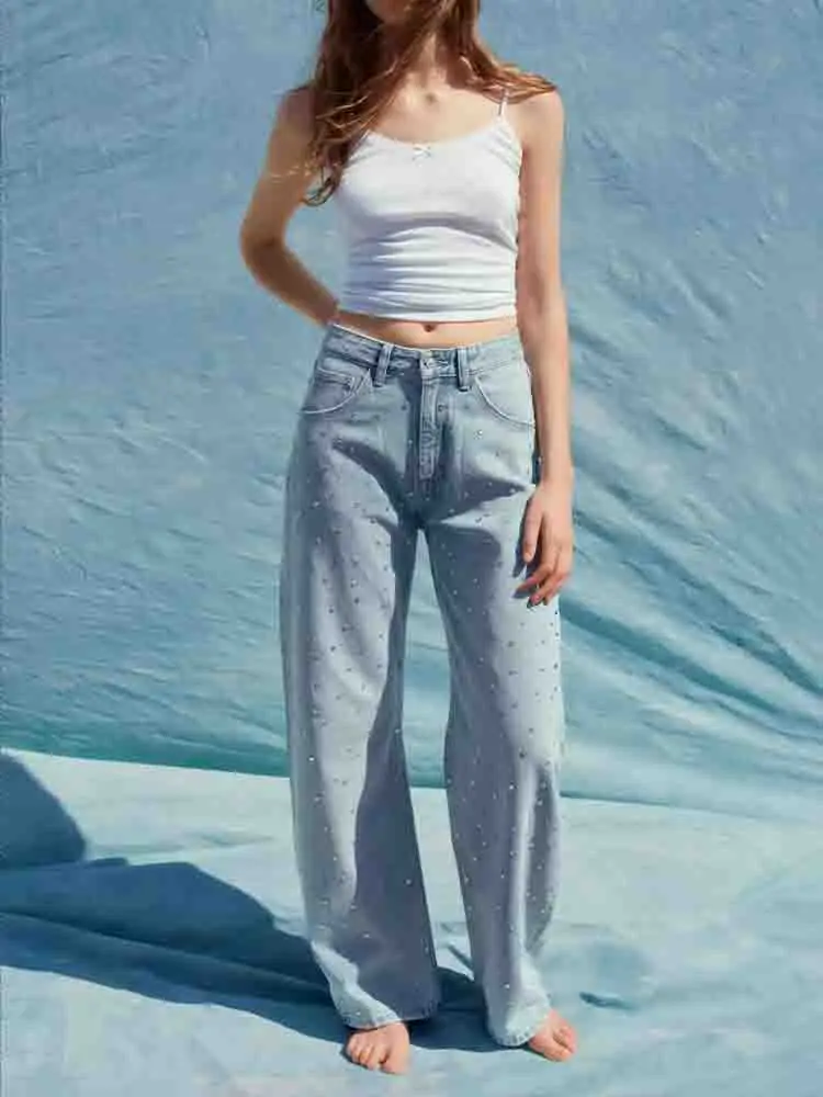 European style new women's fashion versatile temperament design rhinestone high waist with curved jeans
European style new women's fashion versatile temperament design rhinestone high waist with curved jeans
