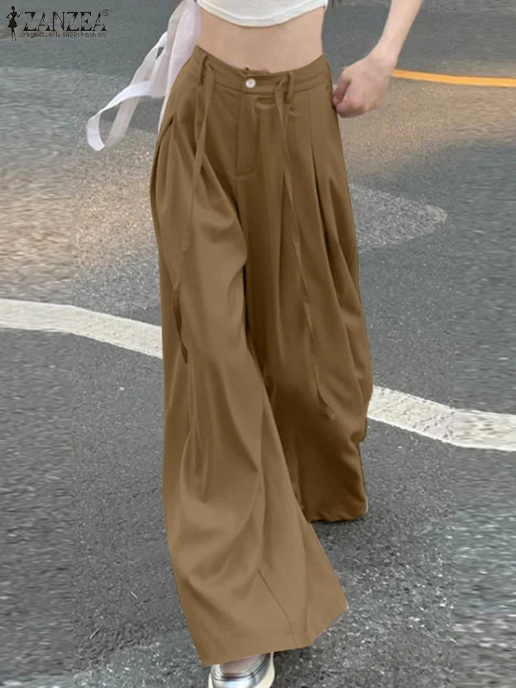 ZANZEA Women Solid Color Long Pants Fashion Pleating Trouser Korean Streetwear Wide Leg Pantalons Casual Loose 2025 Summer Pants
ZANZEA Women Solid Color Long Pants Fashion Pleating Trouser Korean Streetwear Wide Leg Pantalons Casual Loose 2025 Summer Pants