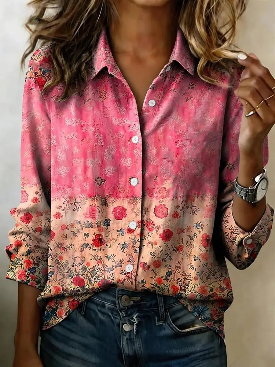 Women's Collar Long Sleeve Vintage Floral Print Shirt with Buttons, Stylish Casual Regular Tops for Spring Summer Daily Outfit
Women's Collar Long Sleeve Vintage Floral Print Shirt with Buttons, Stylish Casual Regular Tops for Spring Summer Daily Outfit