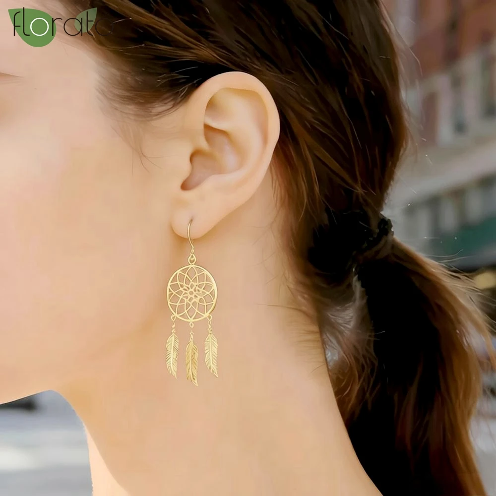 925 Sterling Silver Needle Dream Catcher Long Earring Fashion Female Feather Pendant Earring for Women Bohemia Jewelry Wholesale
925 Sterling Silver Needle Dream Catcher Long Earring Fashion Female Feather Pendant Earring for Women Bohemia Jewelry Wholesale