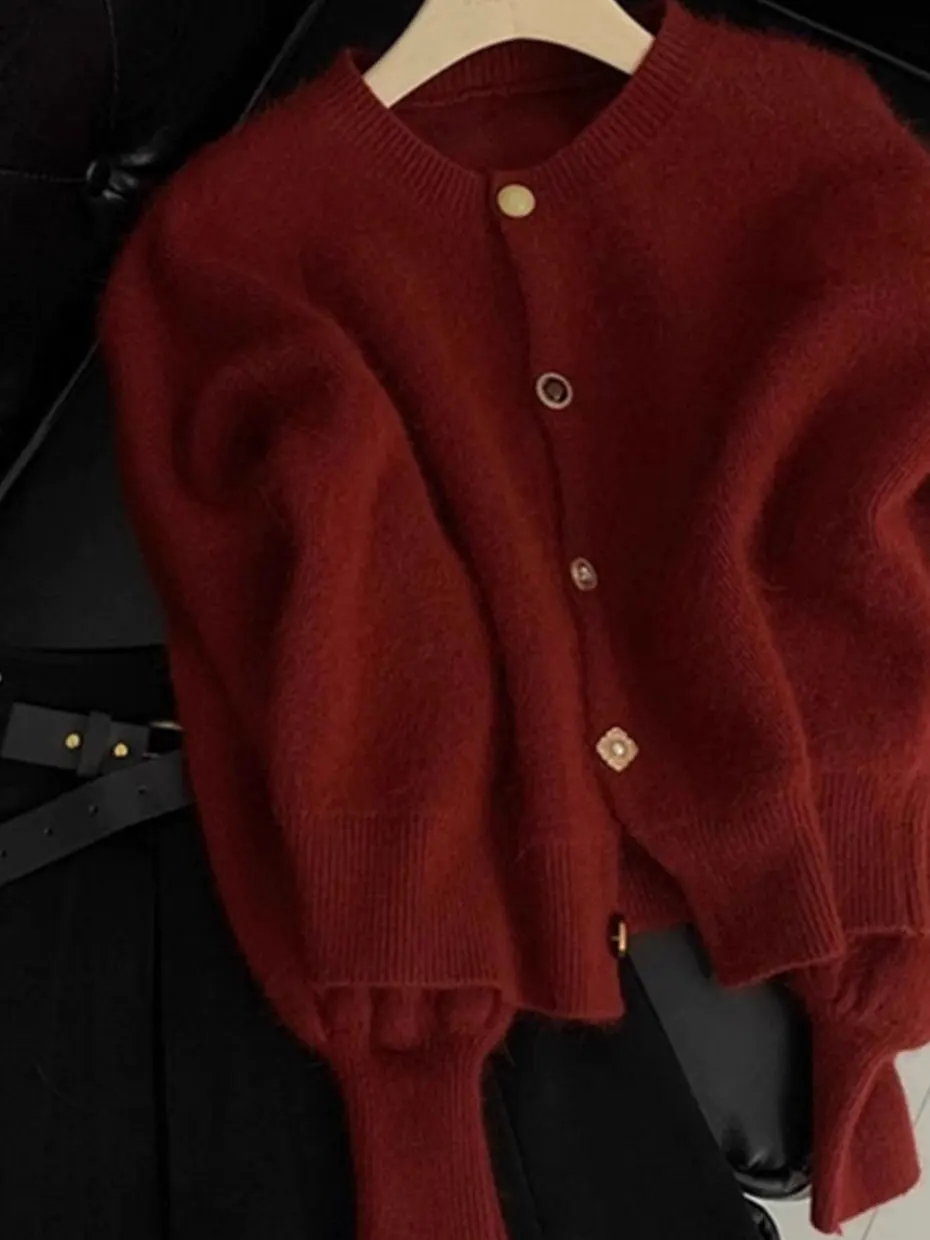 Red Knitted Open Cardigan Women's Autumn Winter High-End Fake Bear Fur Sweater Jacket Top Chinese Zodiac Year of the
Red Knitted Open Cardigan Women's Autumn Winter High-End Fake Bear Fur Sweater Jacket Top Chinese Zodiac Year of the
