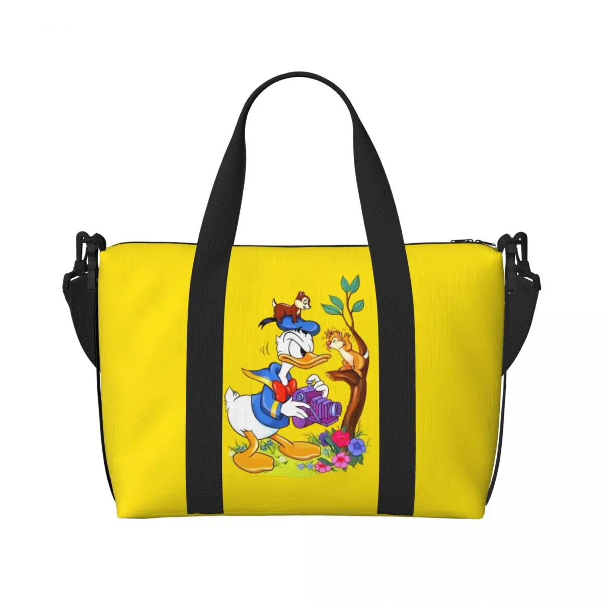 Изготовленная на заказ большая сумка для покупок с Дональдом Даком, женская большая вместительная сумка с милой уткой, спортивные пляжные дорожные сумки 
Изготовленная на заказ большая сумка для покупок с Дональдом Даком, женская большая вместительная сумка с милой уткой, спортивные пляжные дорожные сумки