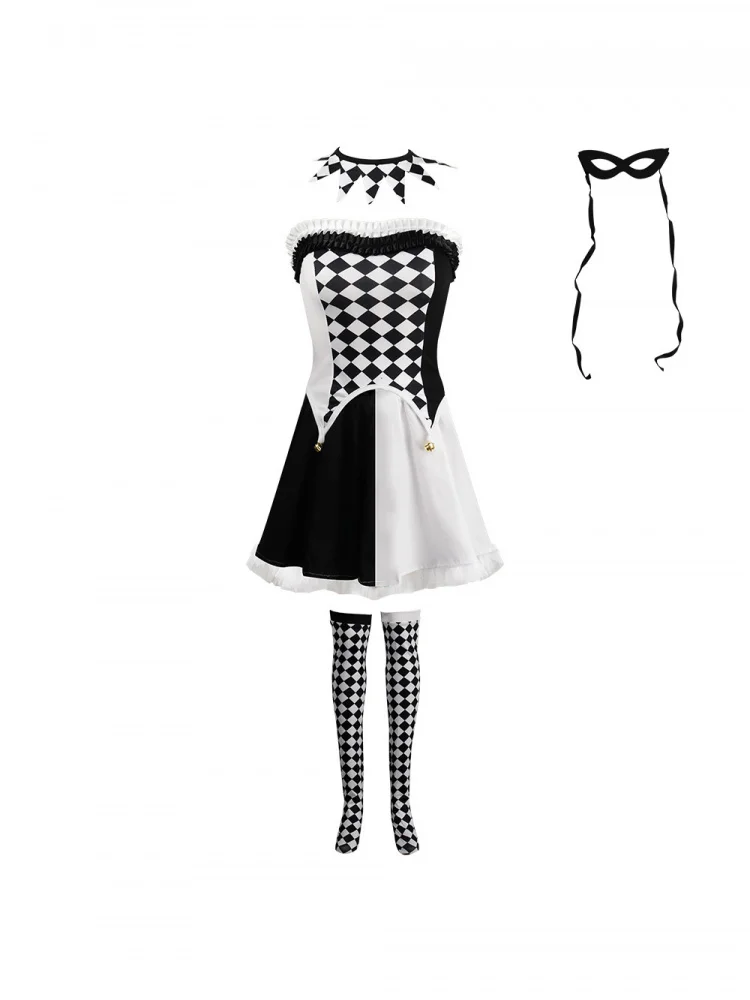 Transforming Queen Clown Cosplay Costume Halloween Devil Black White Plaid Outfit Women's Ethnic Stage Clothing
Transforming Queen Clown Cosplay Costume Halloween Devil Black White Plaid Outfit Women's Ethnic Stage Clothing