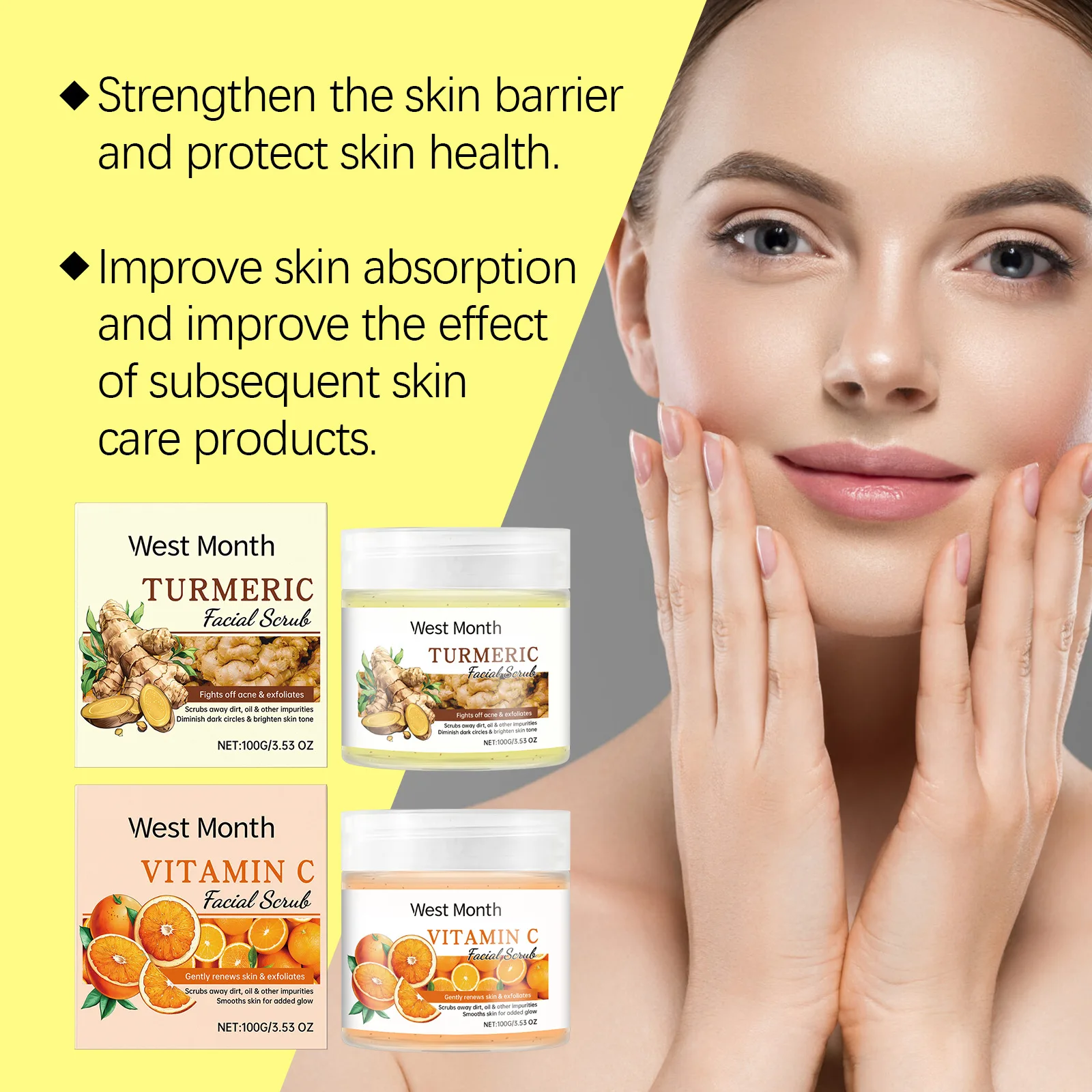 Orange Vitamin C Turmeric Facial Scrub 100g Gently Cleanses Facial Skin, Exfoliates and Moisturizes, Suppresses and Brightens
Orange Vitamin C Turmeric Facial Scrub 100g Gently Cleanses Facial Skin, Exfoliates and Moisturizes, Suppresses and Brightens