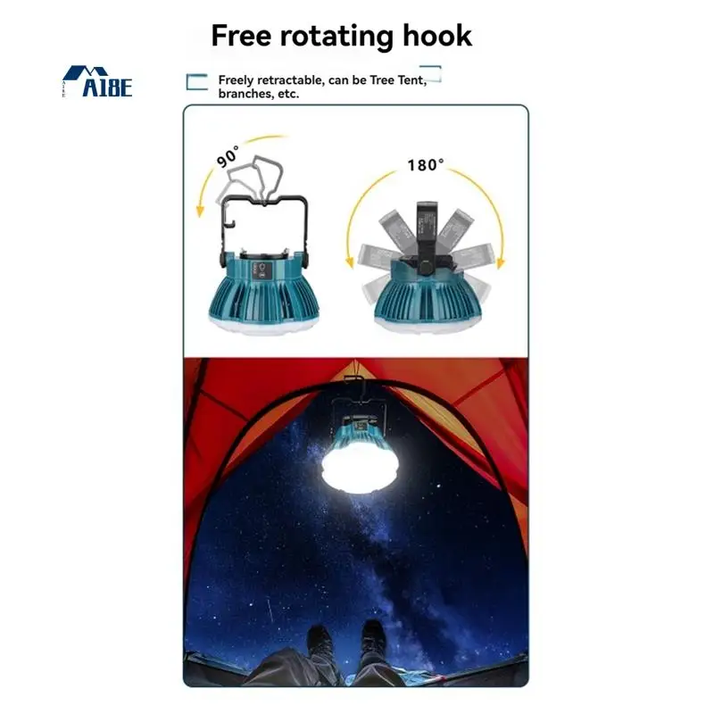 A18E-24W 2400LM LED Work Light Portable With Hook For 18V Batteries
A18E-24W 2400LM LED Work Light Portable With Hook For 18V Batteries