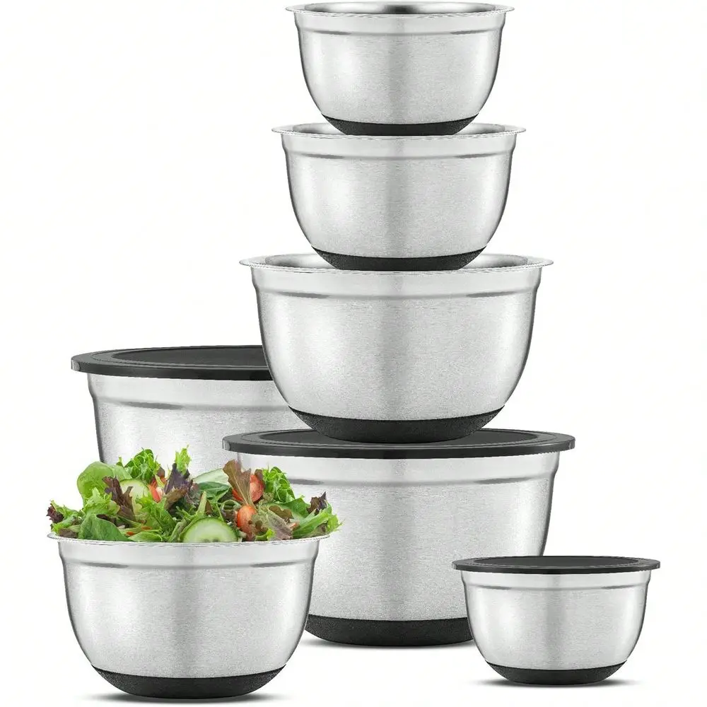 Steel Mixing Bowls With Airtight Lids, 7 Piece Nesting Bowls Set For Kitchen With Measurement Marks, NonSlip Bot, Cooking, Baki
Steel Mixing Bowls With Airtight Lids, 7 Piece Nesting Bowls Set For Kitchen With Measurement Marks, NonSlip Bot, Cooking, Baki