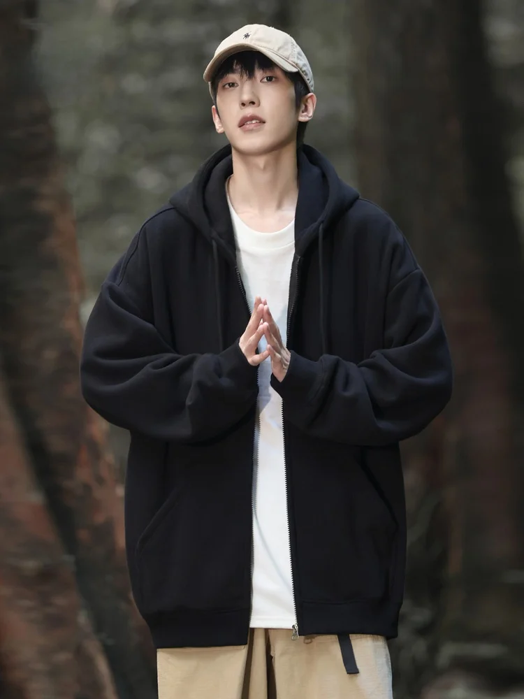 Hooded Zipper Men's Sweatshirt Black Loose Casual Autumn Winter New Style Couple Matching Streetwear Polyester Fiber 100%
Hooded Zipper Men's Sweatshirt Black Loose Casual Autumn Winter New Style Couple Matching Streetwear Polyester Fiber 100%