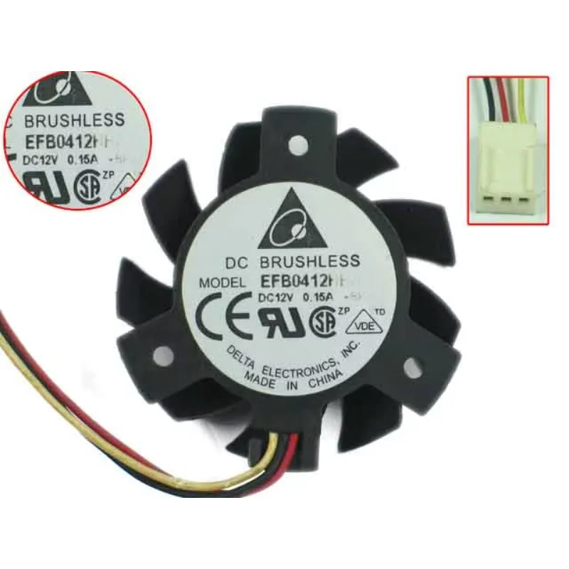 Delta Electronics EFB0412HHA BP33 Серверный круглый вентилятор постоянного тока 12 В 0,15 А
Delta Electronics EFB0412HHA BP33 Серверный круглый вентилятор постоянного тока 12 В 0,15 А