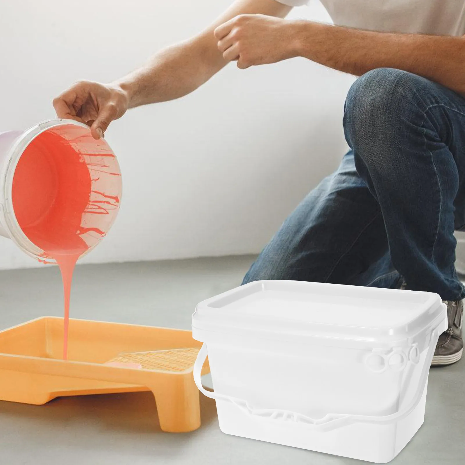 2Pcs Paint Bucket Handheld Rectangular Plastic Bucket with Lid Spill Resistant for Outdoor Painting Storage Paint Can
2Pcs Paint Bucket Handheld Rectangular Plastic Bucket with Lid Spill Resistant for Outdoor Painting Storage Paint Can