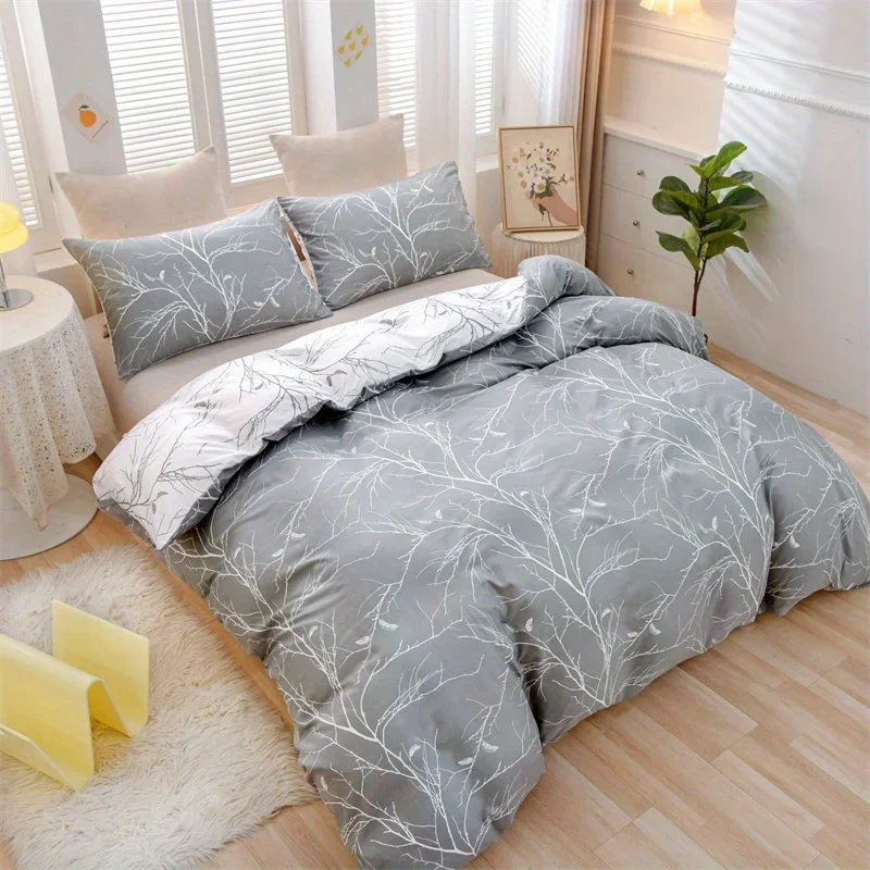 3PCS Bedding (1 duvet cover + 2 PILLOWCASES) NO pillow core Branch printing Gray White Botanical Geometric Printing
3PCS Bedding (1 duvet cover + 2 PILLOWCASES) NO pillow core Branch printing Gray White Botanical Geometric Printing