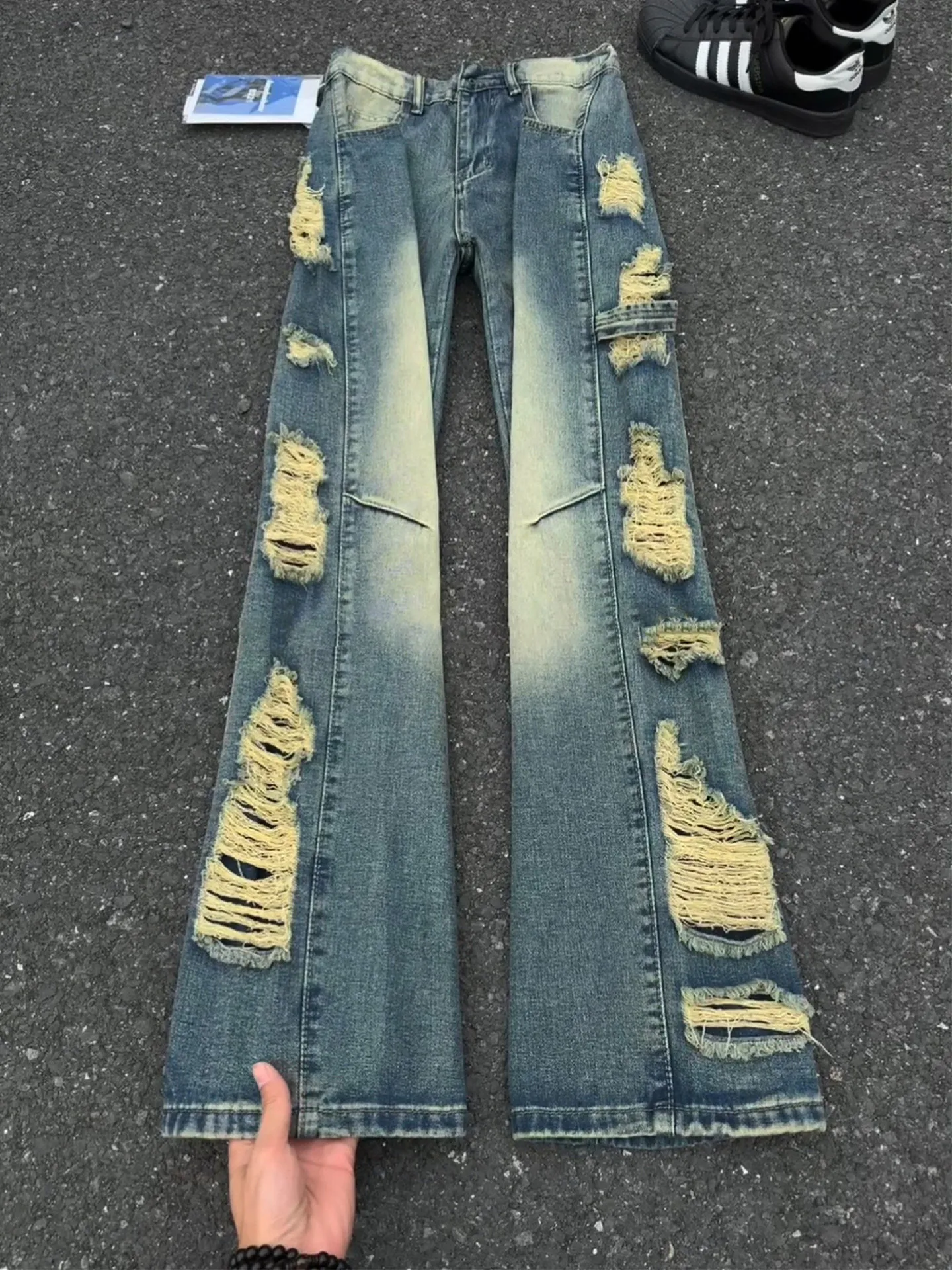 American High Street Deconstructed Men's Jeans Side Hole Washed Straight Leg Micro Flared Pants Design Sensation Trendy Brand
American High Street Deconstructed Men's Jeans Side Hole Washed Straight Leg Micro Flared Pants Design Sensation Trendy Brand