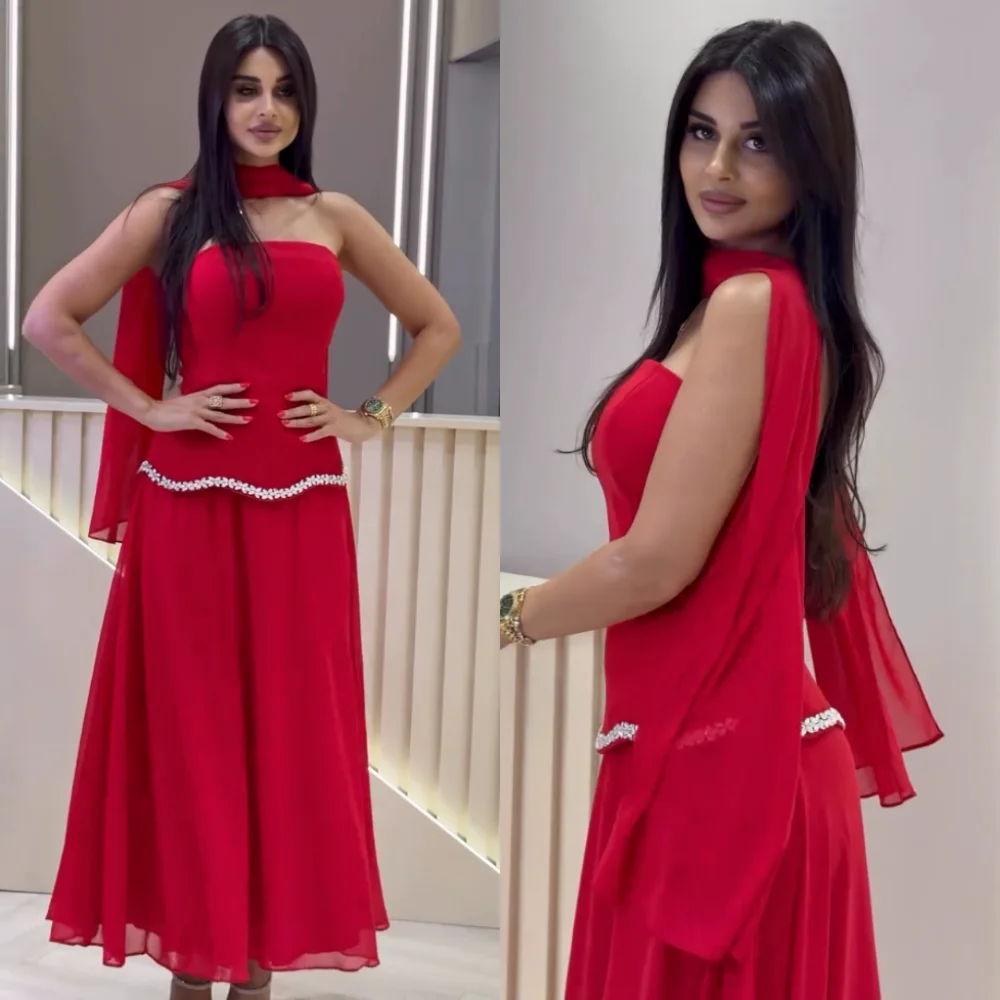 Customized Jersey Rhinestone Strapless A-line Midi Dress Bespoke Occasion Prom Women Evening Elegant Party Wedding High Quality 
Customized Jersey Rhinestone Strapless A-line Midi Dress Bespoke Occasion Prom Women Evening Elegant Party Wedding High Quality