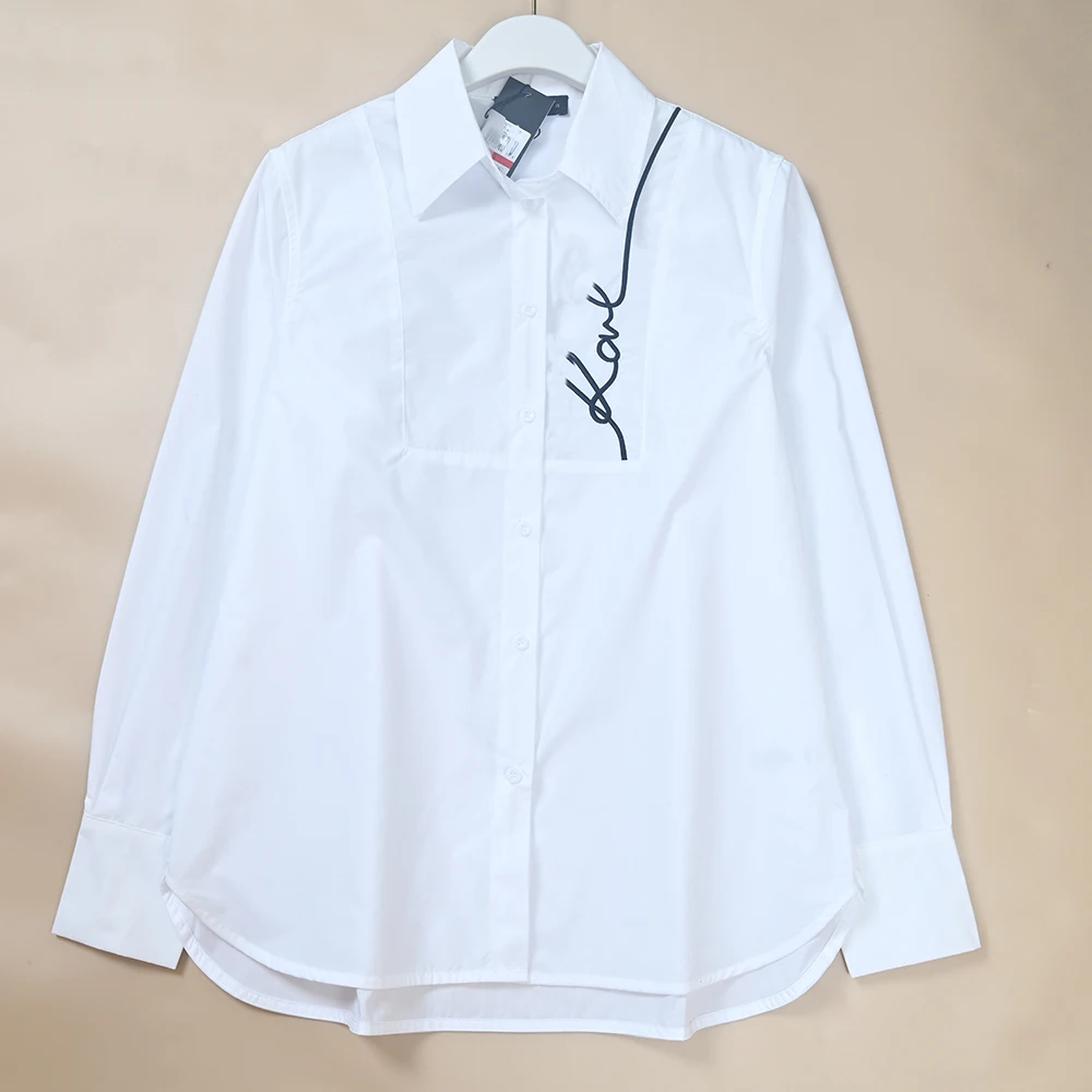 Fall New Sle Commuter Cotton Long Sve White irt Ladies Letter Embroidery irt Breathable Comfortable Straight Cut
Fall New Sle Commuter Cotton Long Sve White irt Ladies Letter Embroidery irt Breathable Comfortable Straight Cut