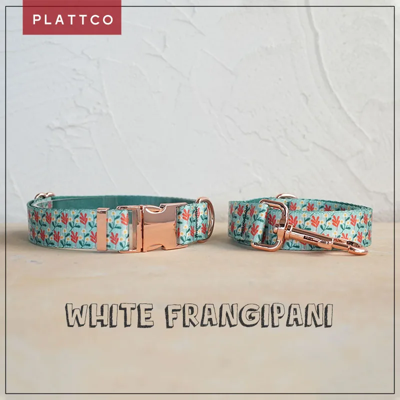 PLATTCO unique design dog set print WHITE FRANGIPANI pattern with high-quality rose gold buckle 5 size PDC343RG&PDL343RG
PLATTCO unique design dog set print WHITE FRANGIPANI pattern with high-quality rose gold buckle 5 size PDC343RG&PDL343RG