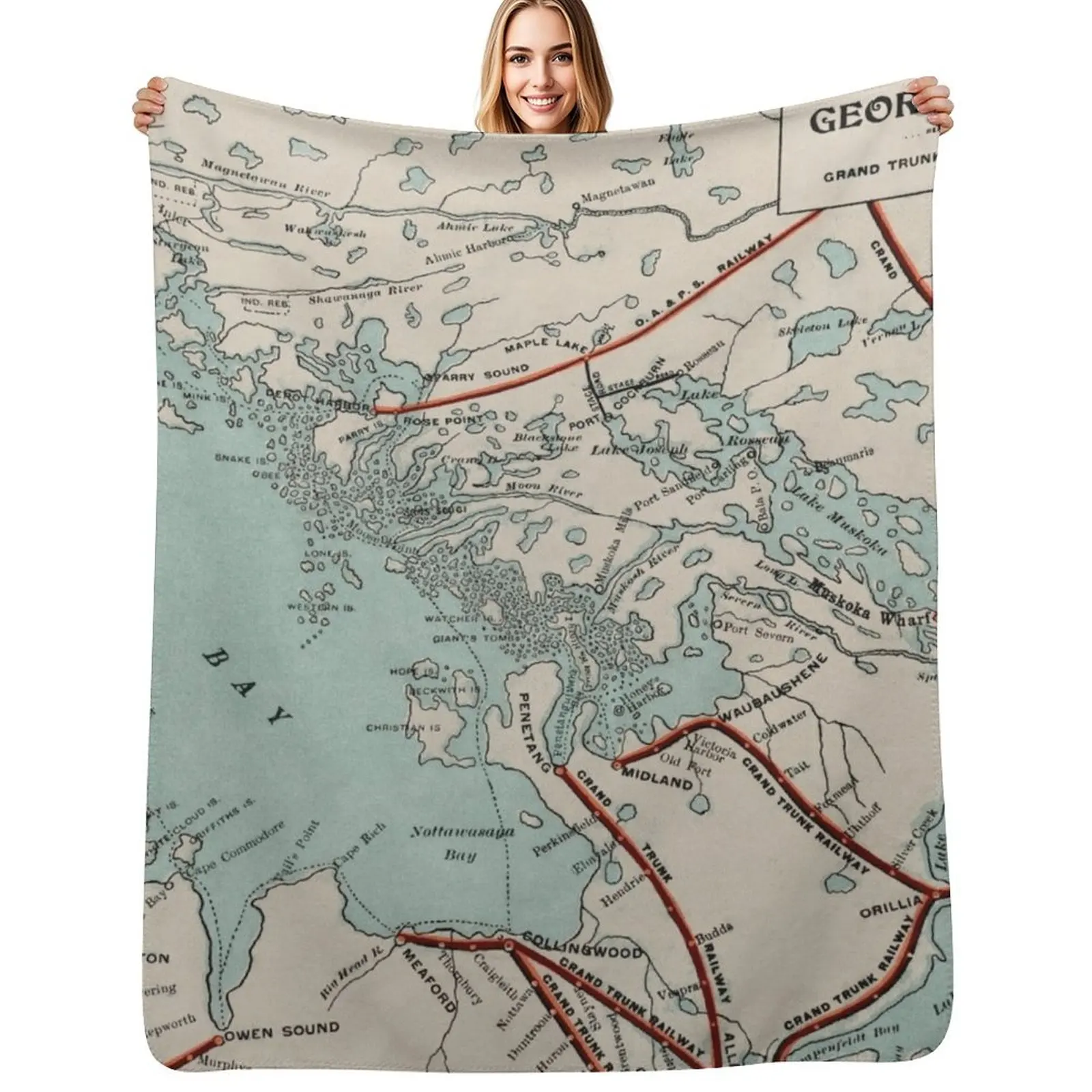 Vintage Map of Georgian Bay and Muskoka Lakes Throw Blanket Soft Sleeping Bag Moving for sofa Blankets
Vintage Map of Georgian Bay and Muskoka Lakes Throw Blanket Soft Sleeping Bag Moving for sofa Blankets
