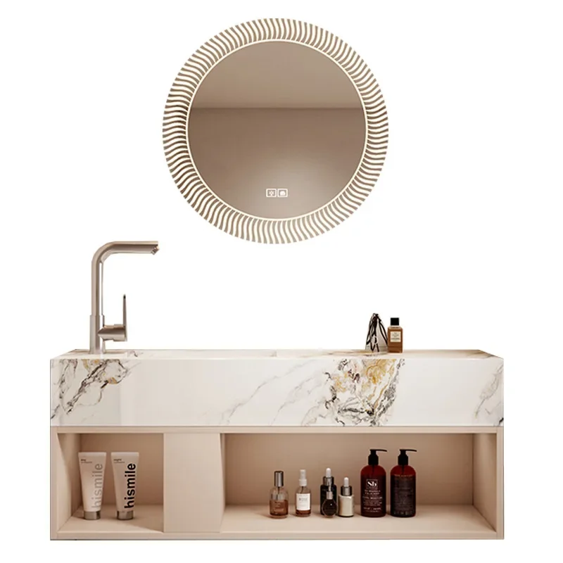 Modern Bathroom Vanity Cabinet Sink Small-sized Bathroom Cabinet with Smart Round Mirror Rock Ceramic Basin Bathroom Furniture
Modern Bathroom Vanity Cabinet Sink Small-sized Bathroom Cabinet with Smart Round Mirror Rock Ceramic Basin Bathroom Furniture