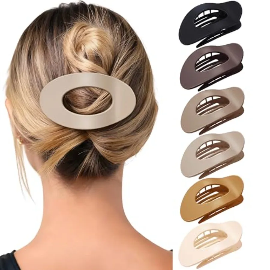 Mesovor 6 Pack Flat Hair Claw Clips, 4.33 Nonslip Large Round Lay Flat Hair Clips Strong Hold French Flat Hairclips for Lying D
Mesovor 6 Pack Flat Hair Claw Clips, 4.33 Nonslip Large Round Lay Flat Hair Clips Strong Hold French Flat Hairclips for Lying D