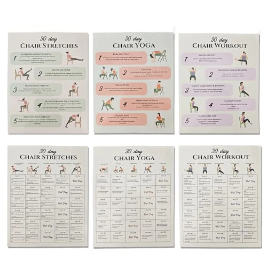 Chair Exercise Chart for Seniors, Chair Workout Poster for Seniors and Beginners 30-Day Stretching and Gentle Seated Exercise C
Chair Exercise Chart for Seniors, Chair Workout Poster for Seniors and Beginners 30-Day Stretching and Gentle Seated Exercise C