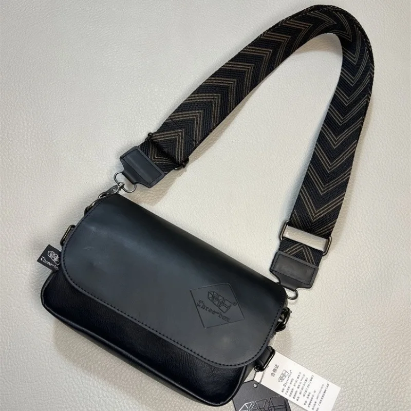 Мужская водонепроницаемая сумка на одно плечо из искусственной кожи, многокарманное хранилище для телефона, широкий плечевой ремень, сумка через плечо, уменьшающая нагрузку