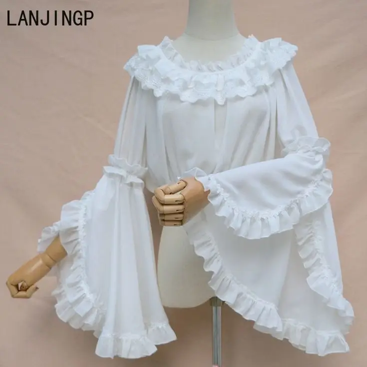 Lolita Ji Sleeve Chiffon Shirt Daily Dress Interior Lace Lace Lotus Leaf Sleeve Autumn Women's Top
Lolita Ji Sleeve Chiffon Shirt Daily Dress Interior Lace Lace Lotus Leaf Sleeve Autumn Women's Top