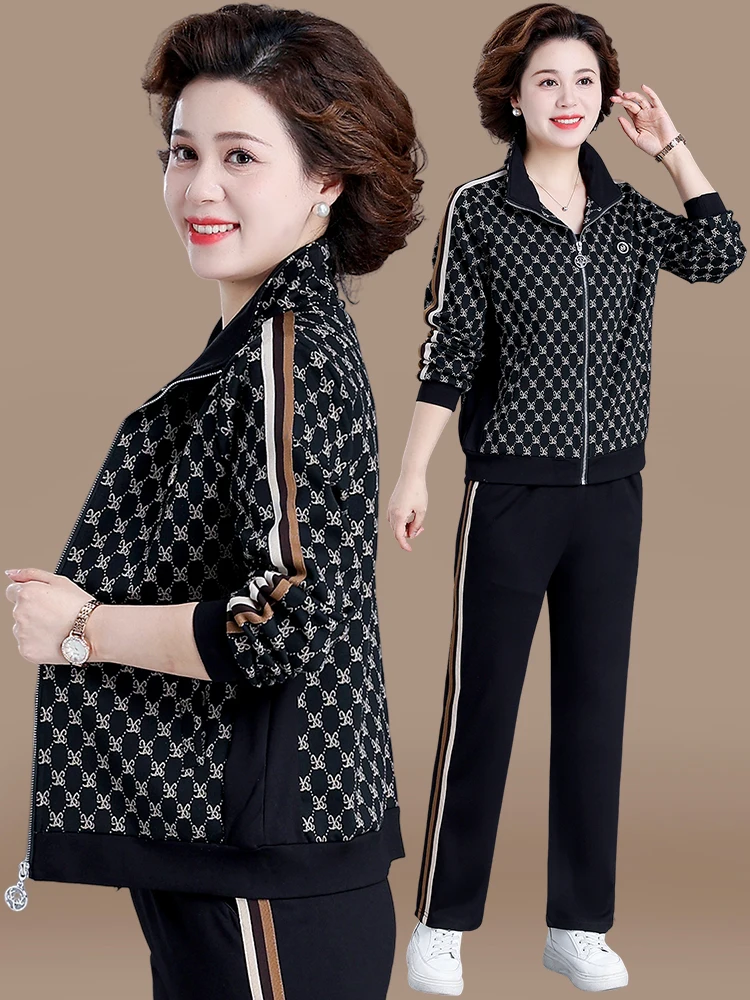 Casual Sportswear Two-Piece Set for Middle-Aged Mothers Autumn Fashion Women's Clothing Loose Fit Long Pants Zipper Closure
Casual Sportswear Two-Piece Set for Middle-Aged Mothers Autumn Fashion Women's Clothing Loose Fit Long Pants Zipper Closure