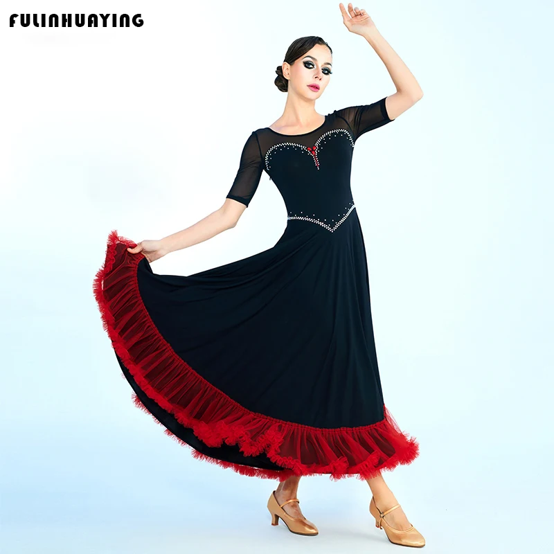 Ballroom Dance Dress, Waltz Social Dance Dress, Large Swing Skirt, Round Neck, Mesh Sleeves, Practice Outfit, Fashionable Lace-Trimmed Dress, Stage Performance Outfit
Ballroom Dance Dress, Waltz Social Dance Dress, Large Swing Skirt, Round Neck, Mesh Sleeves, Practice Outfit, Fashionable Lace-Trimmed Dress, Stage Performance Outfit