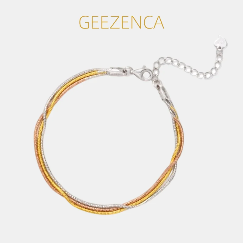 GEEZENCA Итальянские ювелирные изделия из серебра 925 пробы, трехцветный тонированный 3-слойный сверкающий браслет-цепочка в виде змеи, женский изящный модный браслет в подарок
GEEZENCA Итальянские ювелирные изделия из серебра 925 пробы, трехцветный тонированный 3-слойный сверкающий браслет-цепочка в виде змеи, женский изящный модный браслет в подарок