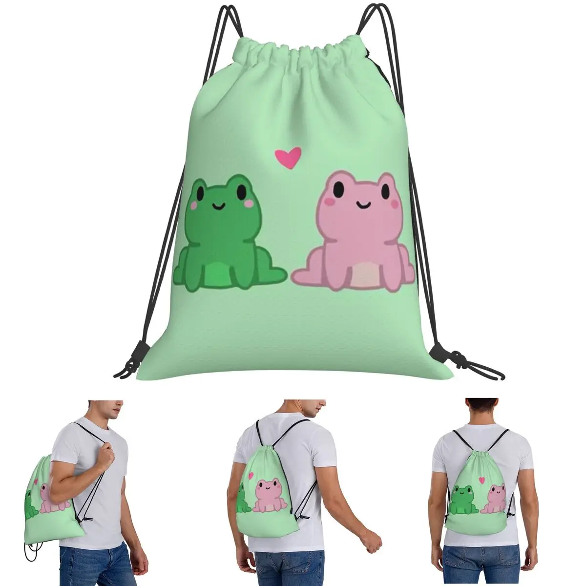Two Frog Love Heart Cartoon Backpacks Portable Drawstring Bags Sundries Bag Book Bags for Man Woman Students
Two Frog Love Heart Cartoon Backpacks Portable Drawstring Bags Sundries Bag Book Bags for Man Woman Students