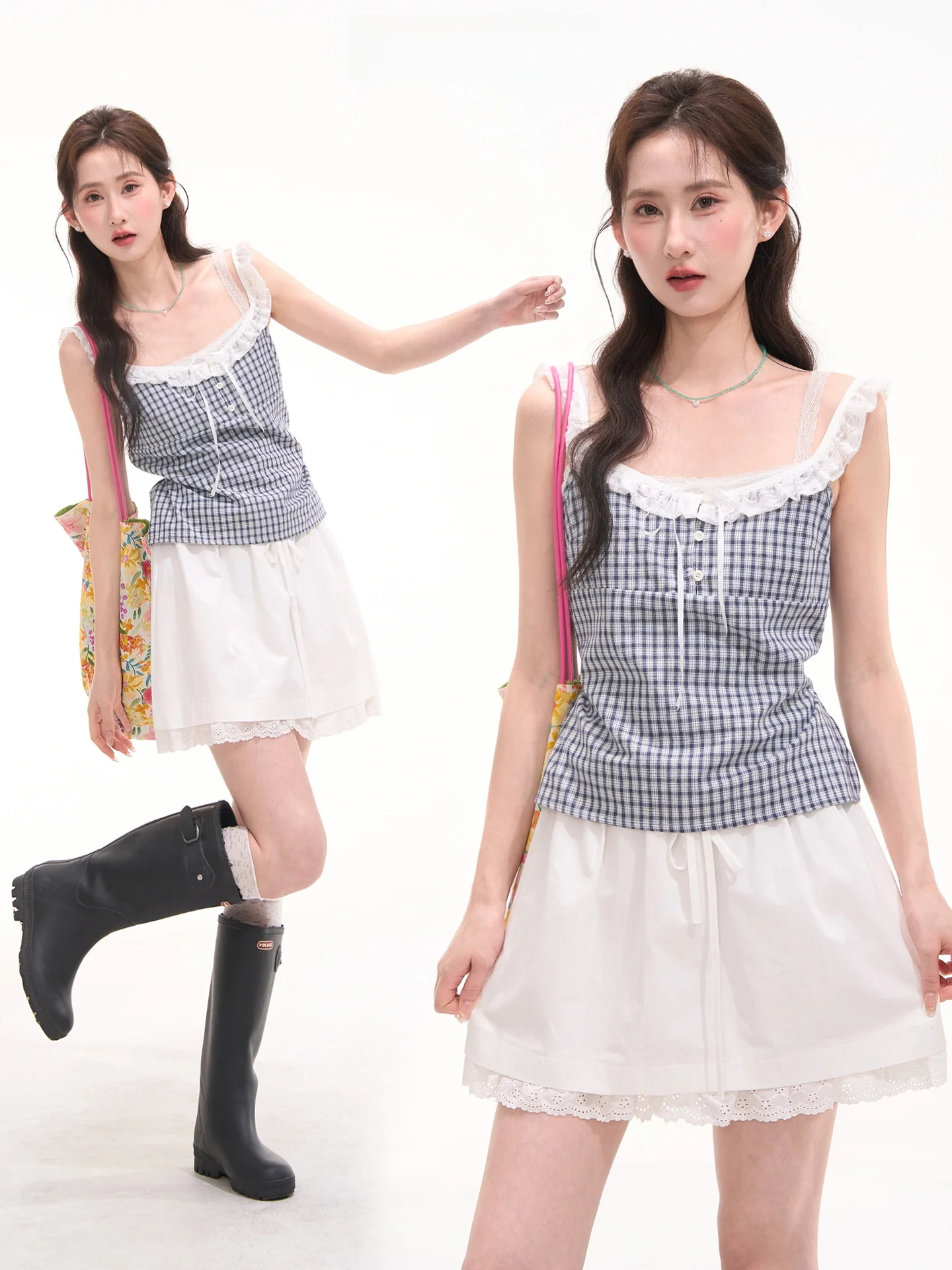 Летняя женская блузка с кружевной отделкой, повседневный стиль, U-образный вырез, без рукавов, в клетку, топ-халтер, с цветочным узором, игривый стиль Chouxflay
Летняя женская блузка с кружевной отделкой, повседневный стиль, U-образный вырез, без рукавов, в клетку, топ-халтер, с цветочным узором, игривый стиль Chouxflay