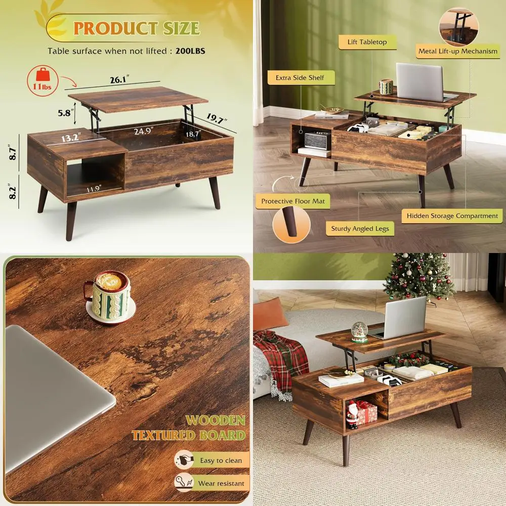 Rustic Brown Wooden Lift-Top Coffee Table with Storage and Hidden Compartment for Living Room
Rustic Brown Wooden Lift-Top Coffee Table with Storage and Hidden Compartment for Living Room