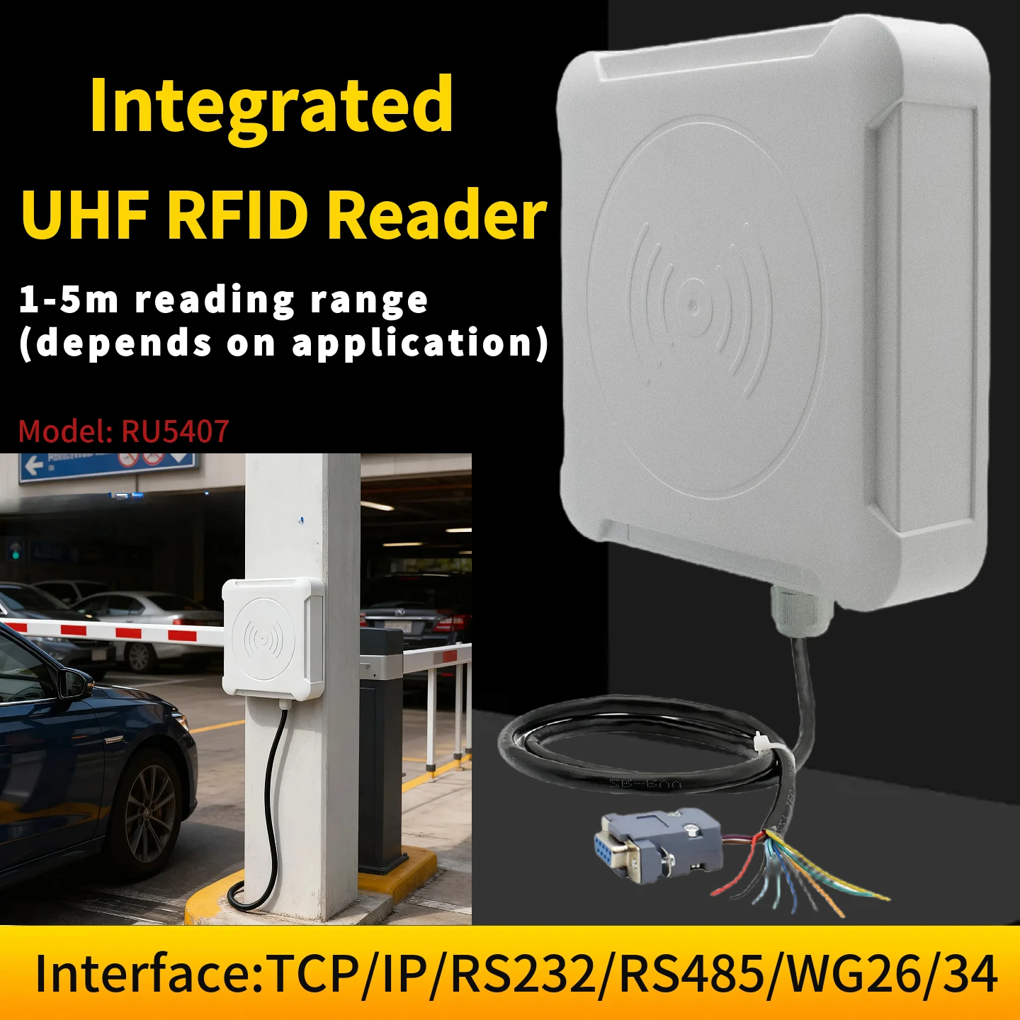 UHF RFID Integrated Reader 7dBi Antenna 1-5M Range Lamp RS232/USB/TCP IP/RJ45/WG26/WG34/RELAY Free SDK Vehicle Parking
UHF RFID Integrated Reader 7dBi Antenna 1-5M Range Lamp RS232/USB/TCP IP/RJ45/WG26/WG34/RELAY Free SDK Vehicle Parking