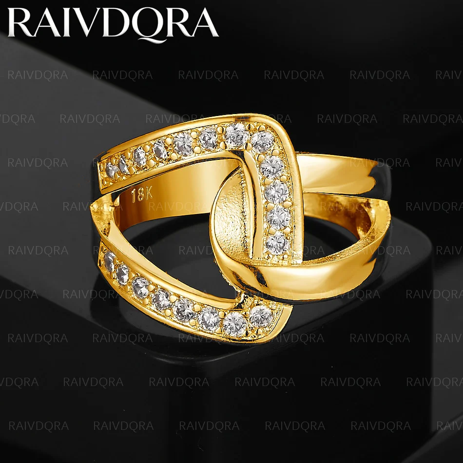 18K Gold Plated Zircon Interlocking Ring For Women Fashion Jewelry Vintage Grace Charm Noble Party Birthday Gifts
18K Gold Plated Zircon Interlocking Ring For Women Fashion Jewelry Vintage Grace Charm Noble Party Birthday Gifts