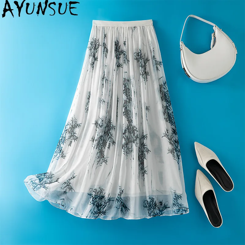AYUNSUE Natural Silk Women's Skirts Stylish Vacation Style Skirts for Women High Waist Pleated Skirt Woman Clothes Spring Юбка
AYUNSUE Natural Silk Women's Skirts Stylish Vacation Style Skirts for Women High Waist Pleated Skirt Woman Clothes Spring Юбка
