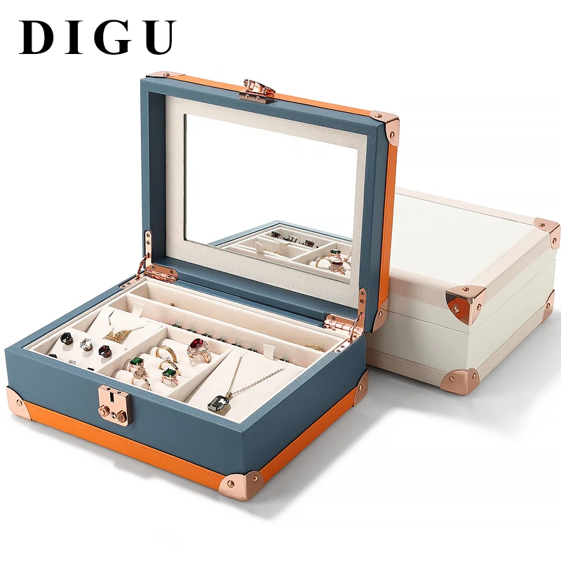 High-Grade Leather Jewelry Organizer With Lock Exquisite Double-Layer Necklace Jewelry Accessories Large Capacity Box
High-Grade Leather Jewelry Organizer With Lock Exquisite Double-Layer Necklace Jewelry Accessories Large Capacity Box