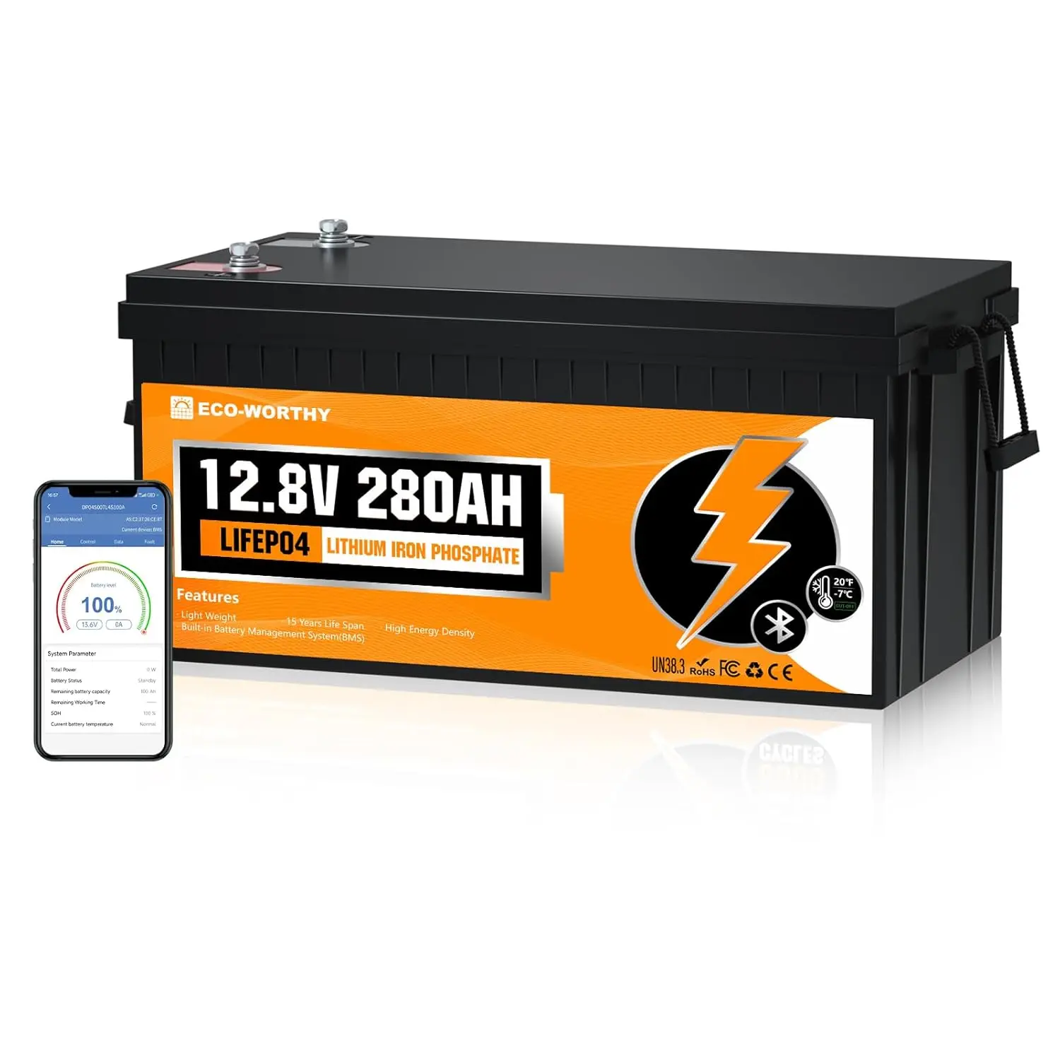 3584Wh 12V 280Ah LiFePO4 RV Battery w/Bluetooth & Low Temp Cutoff - Built-in 200A BMS - Deep Cycle for Camper,, Customized
3584Wh 12V 280Ah LiFePO4 RV Battery w/Bluetooth & Low Temp Cutoff - Built-in 200A BMS - Deep Cycle for Camper,, Customized