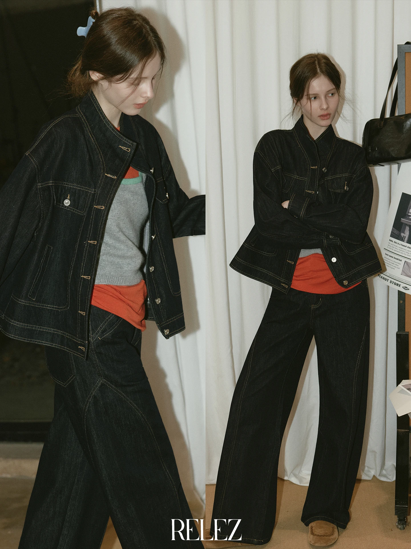 Relez Blue Denim Set Women's Loose Casual High Waist Floor-Length Jeans Outerwear Trendy Two-Piece Suit Spring Faion
Relez Blue Denim Set Women's Loose Casual High Waist Floor-Length Jeans Outerwear Trendy Two-Piece Suit Spring Faion