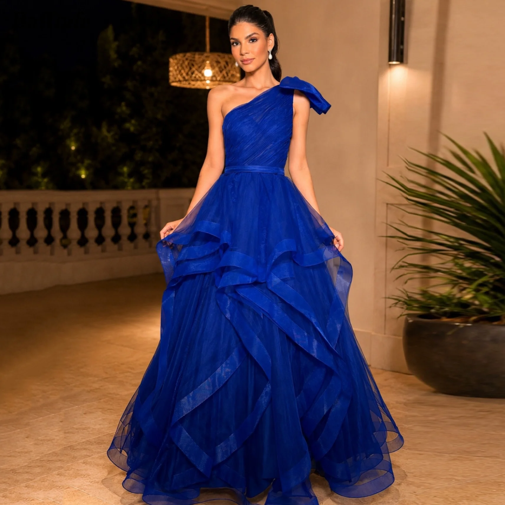 Bafftafe Classic A Line Tulle Long Prom Dresses Customized One Shoulder Ruffles Formal Women Occasion Gowns Birthday Party Dress
Bafftafe Classic A Line Tulle Long Prom Dresses Customized One Shoulder Ruffles Formal Women Occasion Gowns Birthday Party Dress