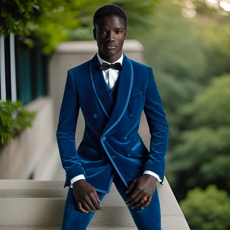 Double Breasted Velvet Suits for Men 3 Pcs Slim Fit African Fashion Custom Groom Wedding Tuxedo for Prom Costume 2024
Double Breasted Velvet Suits for Men 3 Pcs Slim Fit African Fashion Custom Groom Wedding Tuxedo for Prom Costume 2024