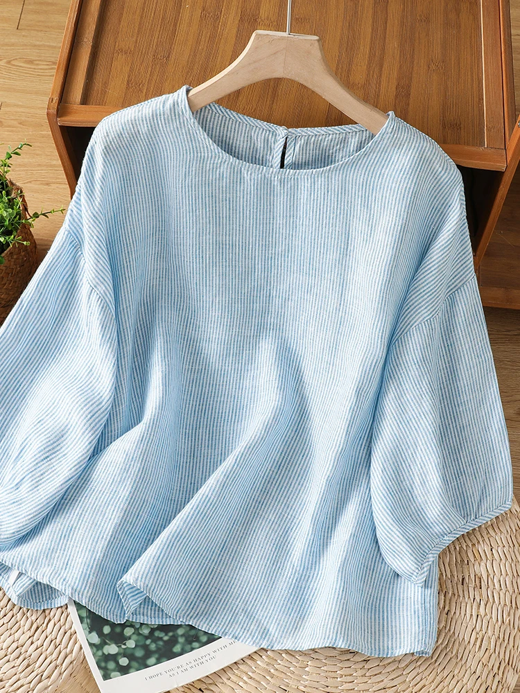 Summer New Style Artistic Slimming Striped Five-Quarter Sleeve T-Shirt Loose Women's Fashionable Doll Shirt Casual Polyester ...
Summer New Style Artistic Slimming Striped Five-Quarter Sleeve T-Shirt Loose Women's Fashionable Doll Shirt Casual Polyester ...