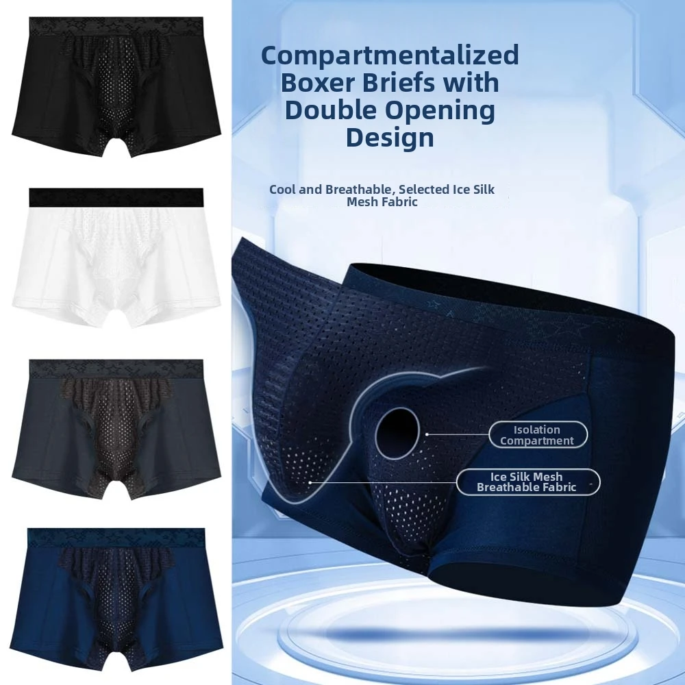 Quick-Drying Men's Mesh Boxer Briefs Split Design Four-Way Stretch Male Ice Silk Panties Thin Mesh Lingerie Underwear for Man
Quick-Drying Men's Mesh Boxer Briefs Split Design Four-Way Stretch Male Ice Silk Panties Thin Mesh Lingerie Underwear for Man