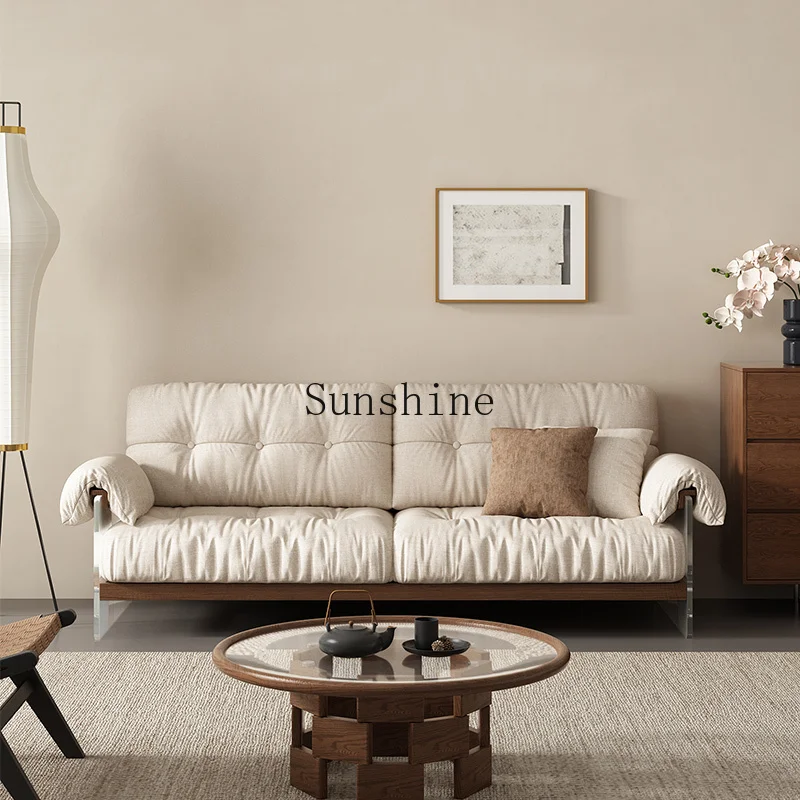 All solid wood sofa living room small apartment minimalist straight row cotton and linen sofa
All solid wood sofa living room small apartment minimalist straight row cotton and linen sofa