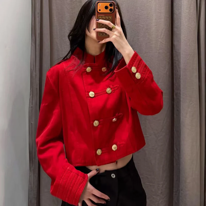 Women's Jacket 2026 New Fashion Spring Button-Embellished Double-Breasted Red Jacket for Women Autum Chic Female Coat
Women's Jacket 2026 New Fashion Spring Button-Embellished Double-Breasted Red Jacket for Women Autum Chic Female Coat