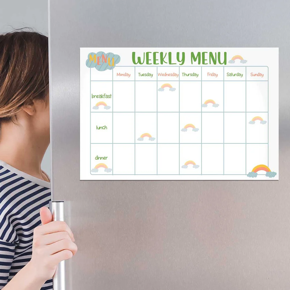 Fridge Meal Planner Sticky Whiteboard Dry Erase Reusable Weekly Menu Board for Grocery Lists and Family Schedules
Fridge Meal Planner Sticky Whiteboard Dry Erase Reusable Weekly Menu Board for Grocery Lists and Family Schedules