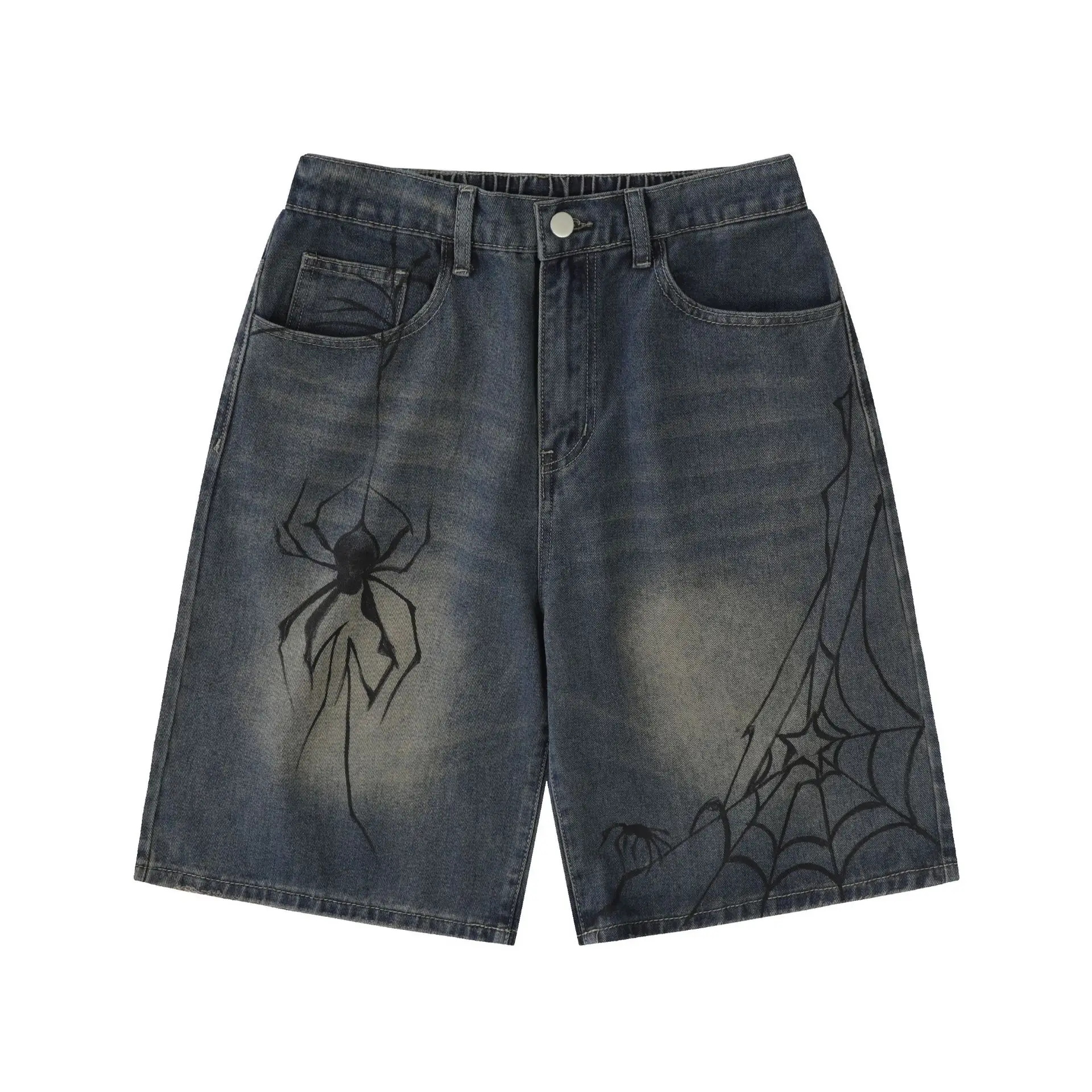 High Quality Blue Denim Shorts Spider Cobweb Printed Summer Loose Casual Jeans Shorts Harajuku Hip Hop Streetwear Shorts for Men
High Quality Blue Denim Shorts Spider Cobweb Printed Summer Loose Casual Jeans Shorts Harajuku Hip Hop Streetwear Shorts for Men