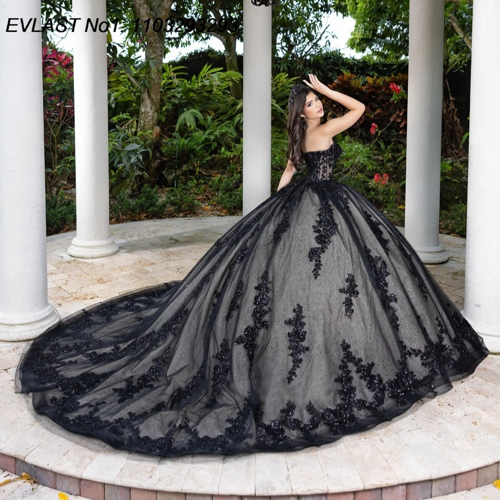 EVLAST Customized Black Ball Gown Quinceanera Dress Lace Applique Beading Corset Sweet 16 Party Gown Vestidos De 15 Anos E1Q690
EVLAST Customized Black Ball Gown Quinceanera Dress Lace Applique Beading Corset Sweet 16 Party Gown Vestidos De 15 Anos E1Q690
