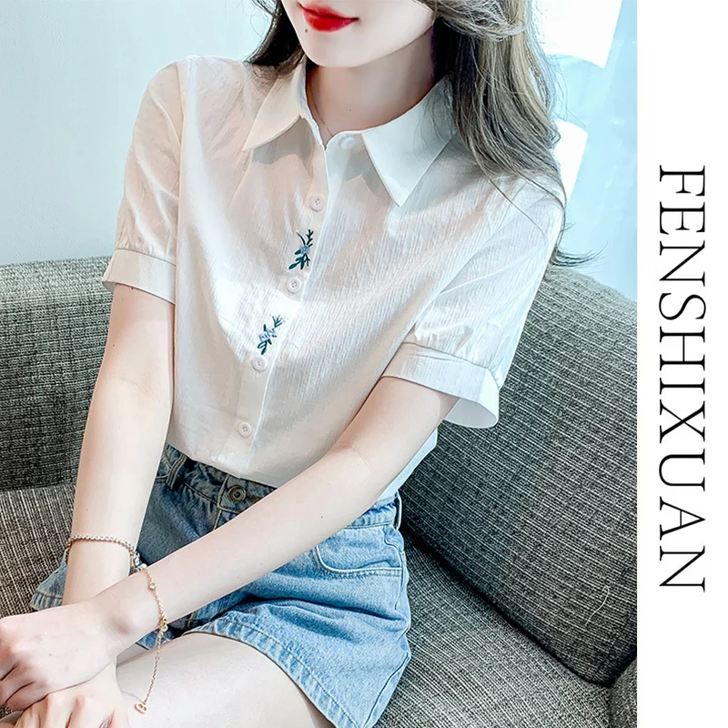 Pure Cotton ort Sve Embroidered irt Women's Summer New Sle Versatile Cotton Slimming Tummy Covering Top
Pure Cotton ort Sve Embroidered irt Women's Summer New Sle Versatile Cotton Slimming Tummy Covering Top